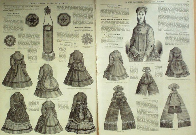 Journal Mode illustrée 1869 #  2 Coiffures