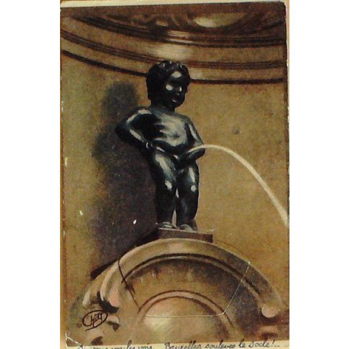 Carte Postale (système) BRUXELLES (BELGIQUE) MANNEKEN PIS 1950