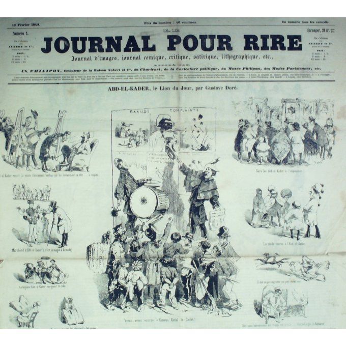 Le Journal pour RIRE 1848 n° 02 ABD EL KADER pour RIRE  GUSTAVE DORE LORENTZ FOREST