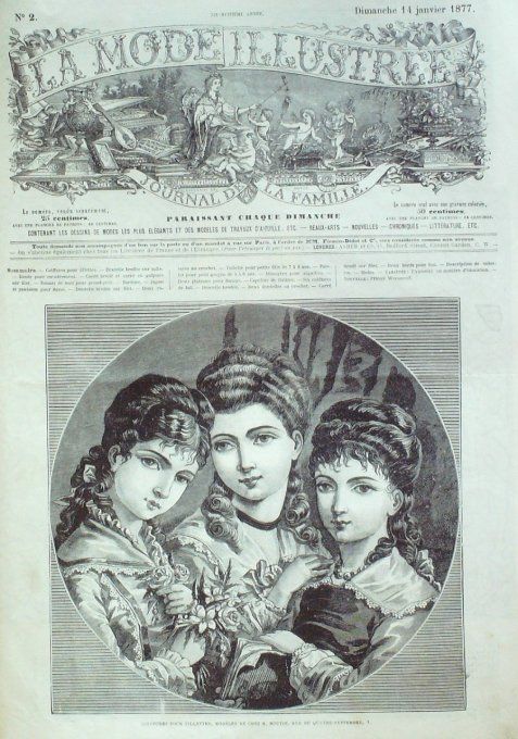Journal Mode illustrée 1877 #  2 Coiffures fillettes