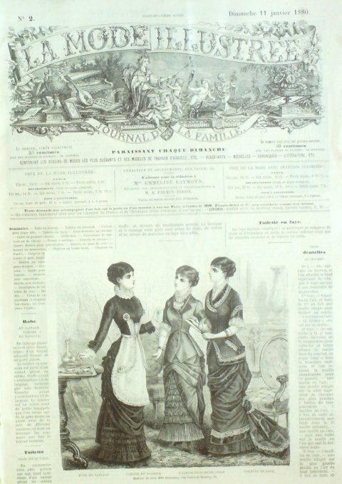 Journal Mode illustrée 1880 #  2 Robes lainage & tablier Nansouk