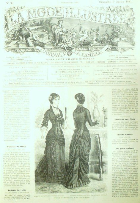 Journal Mode illustrée 1881 #  2 Toilettes de visite & dîner