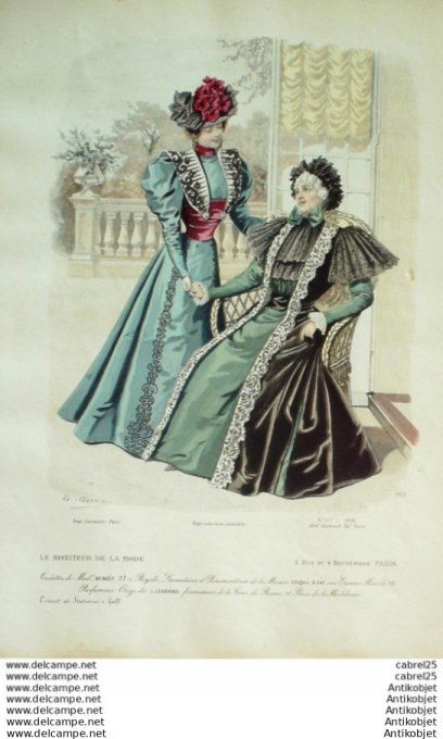 Gravure Mode Le Moniteur 1896 # 37 (Old Fashion plate)