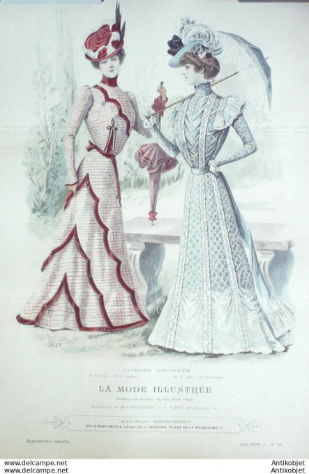 Gravure Mode illustree 1898 # 26 (Old Fashion plate) rare