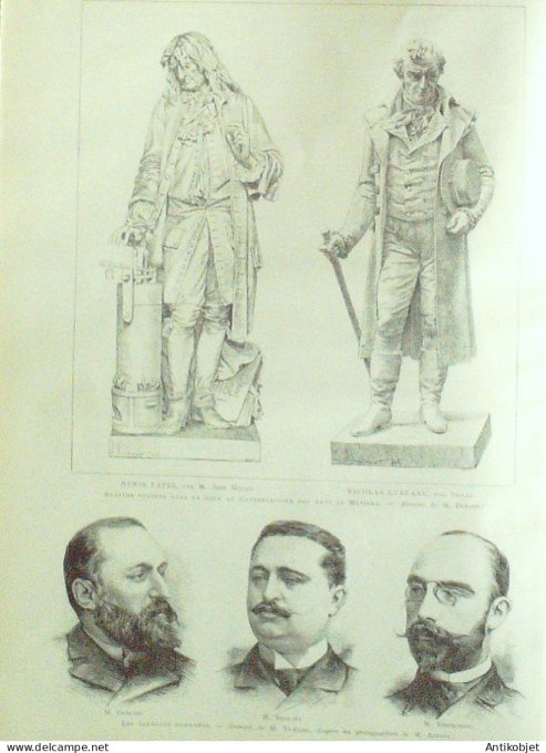 Le Monde illustré 1886 n°1556 Denis Papin Russie la Néva Auxerre (89) Paul Bert Grenadiers de Mont-C