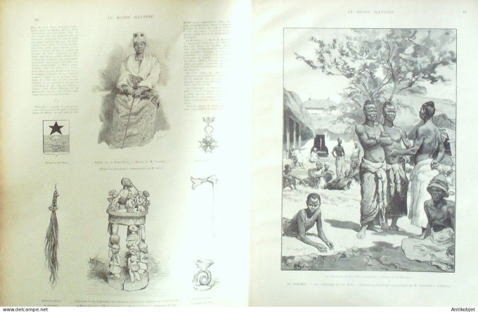 Le Monde illustré 1892 n°1841 Dahomey Porto-Novo Atchoupa roi Toffa Cahors (46) Espagne Madrid