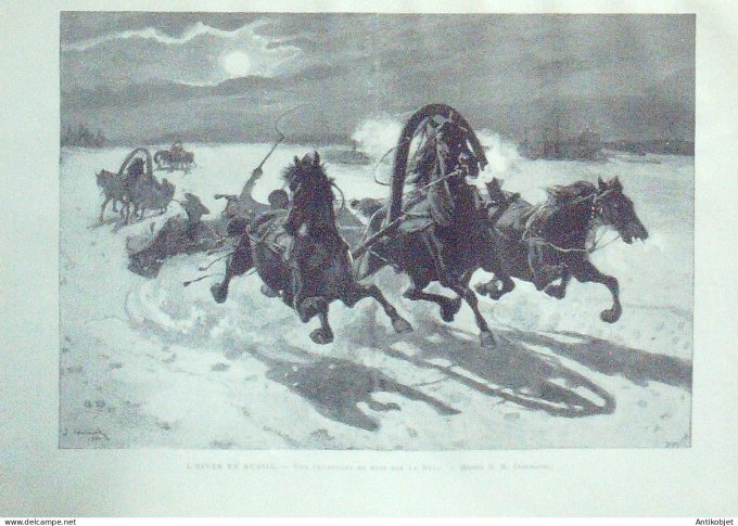 Le Monde illustré 1886 n°1556 Denis Papin Russie la Néva Auxerre (89) Paul Bert Grenadiers de Mont-C