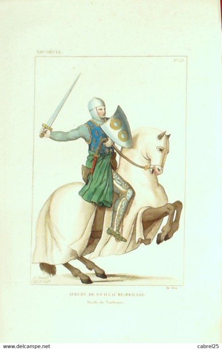 Figure d'histoire AIMERY Guillaume BERARD de Narbonne 12ème 1852