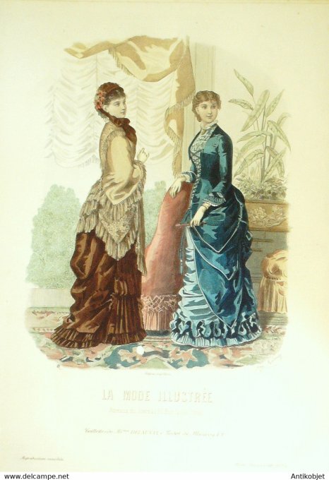 Gravure de mode La Mode illustrée 1881 n°25 (Maison Delaunay)