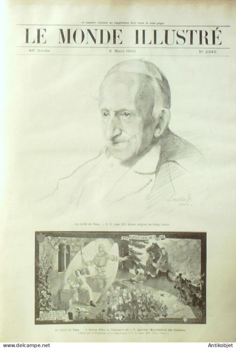 Le Monde illustré 1902 n°2345 Pape Léon XIII Jubilé Espagne Barcelone Rambla Victor Hugo