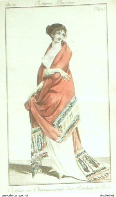 Costume Parisien 1801 an 10 # 349 (eau forte) Coiffure en cheveux ornée