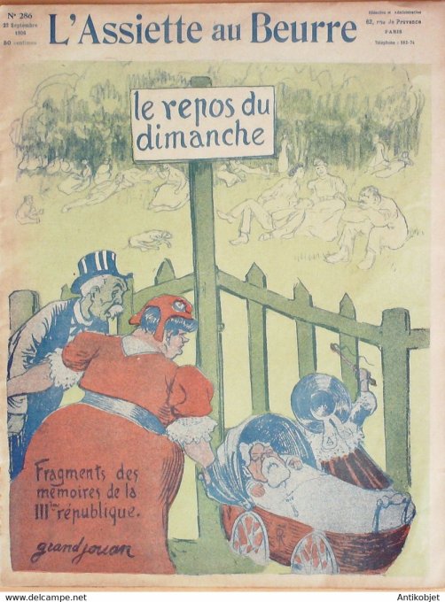 L'Assiette au beurre 1906 n°286 Le repos du dimanche Grandjouan