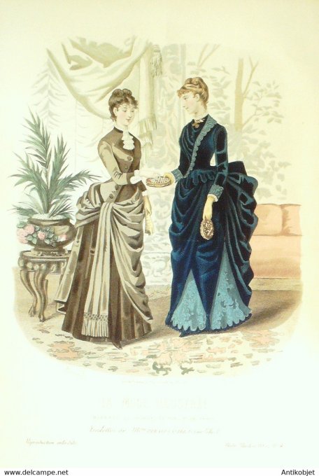 Gravure de mode La Mode illustrée 1885 n°04 (Maison Bréant-Castel)