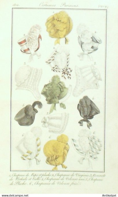 Costume Parisien 1812 # 1209 Chapeaux & bonnets