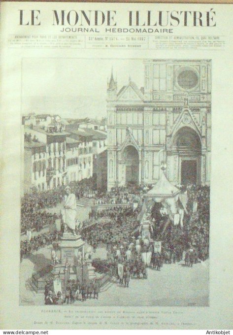Le Monde illustré 1887 n°1574 Florence Rossini Donatello Opéra-Comique incendie