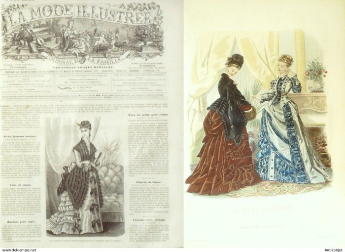 La Mode illustrée journal + gravure 1875 #  6