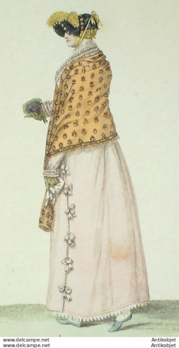 Gravure de mode Costume Parisien 1807 n° 847 Douillette de Florence