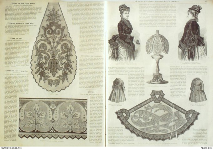 La Mode illustrée journal + gravure 1875 #  6