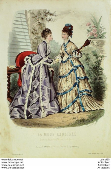 Gravure de mode La Mode illustrée 1874 n°24 (Maison Bréant-Castel)