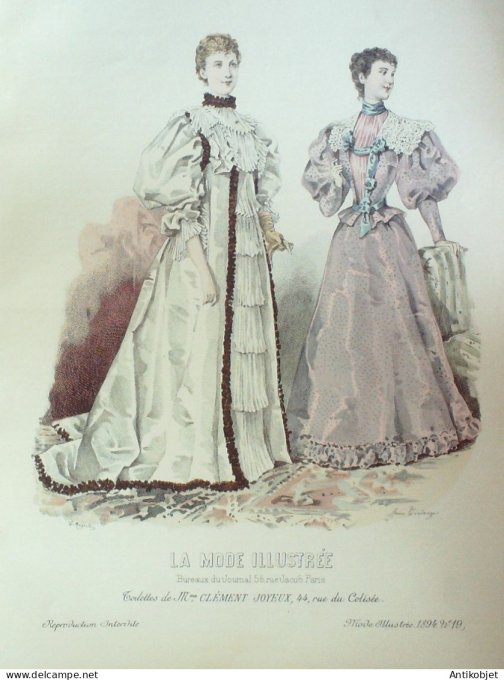 Gravure Mode illustree 1894 # 19 (Old Fashion plate) RARE
