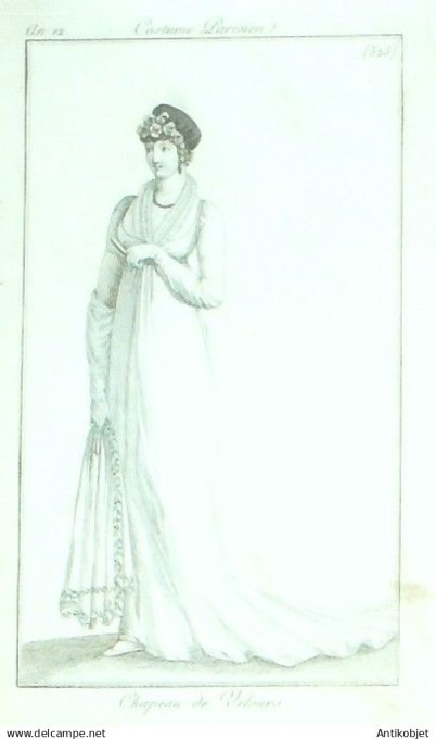 Costume Parisien 1804 an 12 # 525 (eau forte) Chapeau de velours