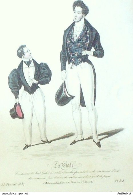 Gravure La mode 1834 # 358 (aquarelle old Fashion plate)