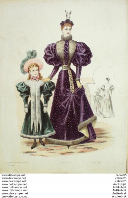 Gravure Mode Le Coquet 1893 # 51 (Old Fashion plate)