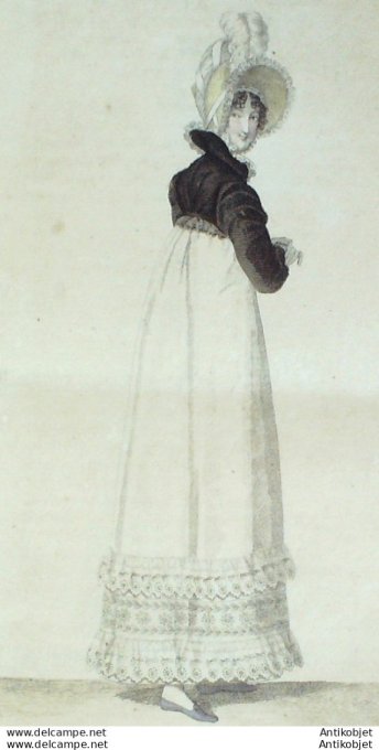 Gravure de mode Costume Parisien 1817 n°1639 Robe perkale