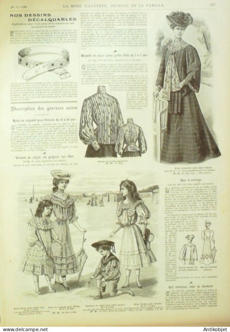 La Mode illustrée journal 1905 n° 27 Costume tailleur