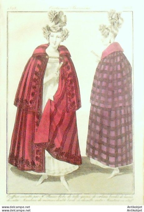 Costume Parisien 1828 # 2653 robe de tulle garnie de velours