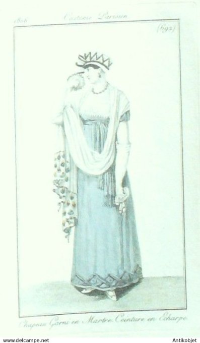 Costume Parisien 1806 # 692 (eau forte) Chapeau garni en Martre