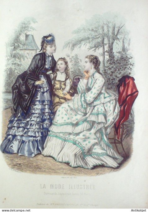 Gravure Mode illustree 1871 # 21 (Old Fashion plate)