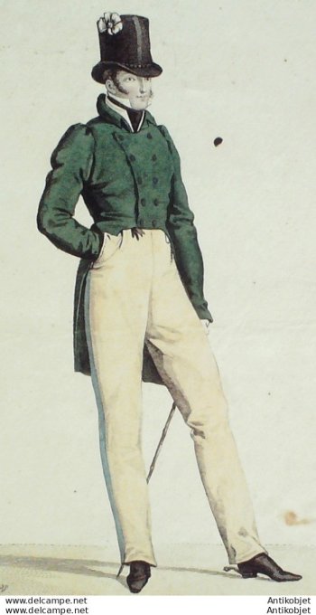 Gravure de mode Costume Parisien 1814 n°1395 Costume homme du matin
