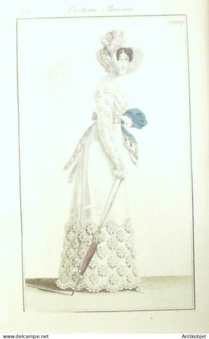 Costume Parisien 1820 # 1911 Robe de promenade en soie brodé