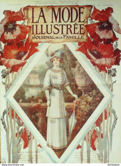 La Mode illustrée journal 1910 n° 12 Toilettes Costumes Passementerie