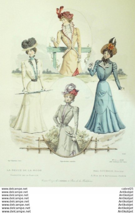 Gravure Mode La Gazette 1898 # 33 (Old Fashion plate)