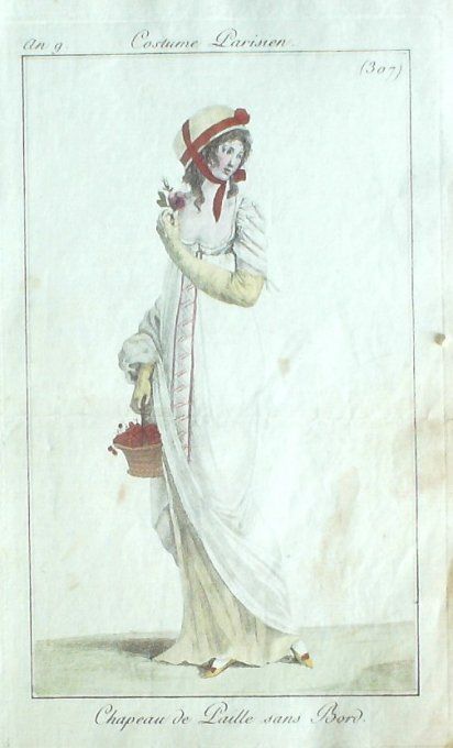 Gravure Mode Costume Parisien 1801 an   9 # 307 (eau forte old Fashion plate