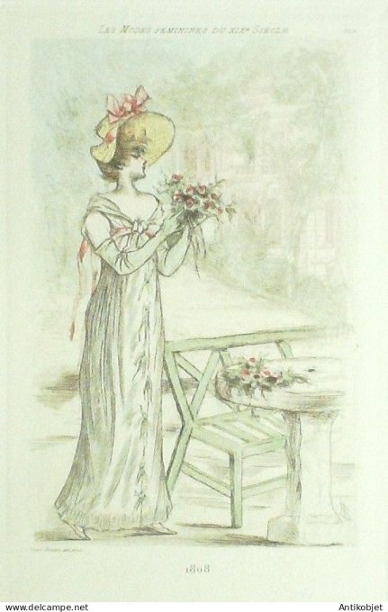 Gravure Mode Boutet (pointe seche aquarellee old Fashion plate) Pl  8-1902