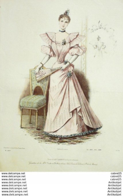 Gravure Mode Le Coquet 1893 # 52 (Old Fashion plate)