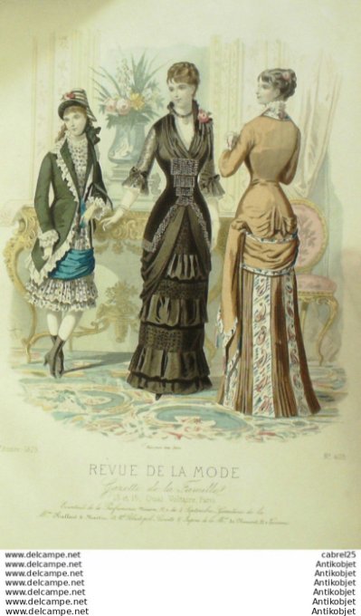 Gravure Mode La Gazette 1879 # 405 (Old Fashion plate)
