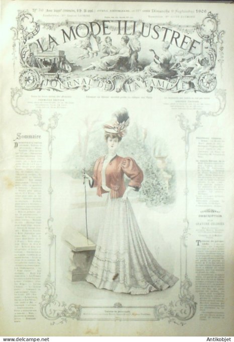 La Mode illustrée journal 1906 n° 36 Toilette de promenade