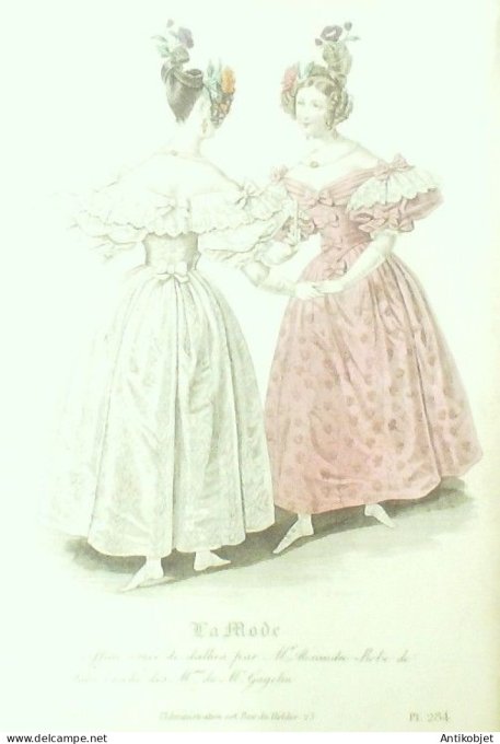 Gravure La mode 1833 # 284 (aquarelle old Fashion plate)