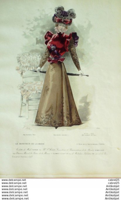 Gravure Mode Le Moniteur 1896 # 36 (Old Fashion plate)
