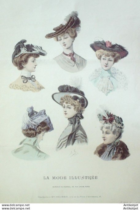 Gravure Mode illustree 1898 # 19 (Old Fashion plate) rare