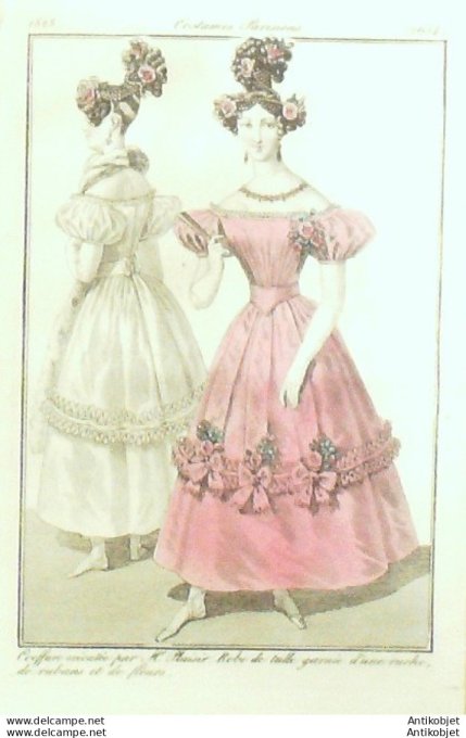 Costume Parisien 1828 # 2654 Robe de tulle garnie d'une ruche