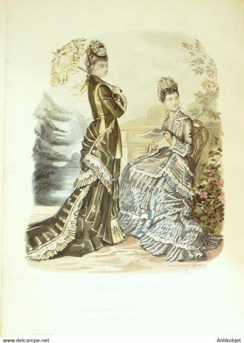 Gravure de mode La Mode illustrée 1877 n°34 (Maison Bréant-Castel)