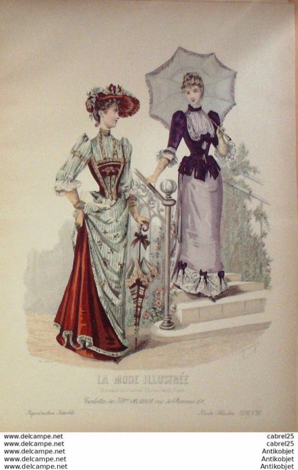 Gravure de mode La Mode illustrée 1891 n°18 (Maison Gradoz)