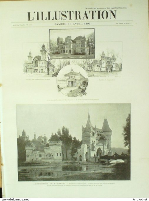 L'illustration 1896 n°2773 Hongrie Budapest Dijon (21) Dressage du singe Alger Avignon (84)