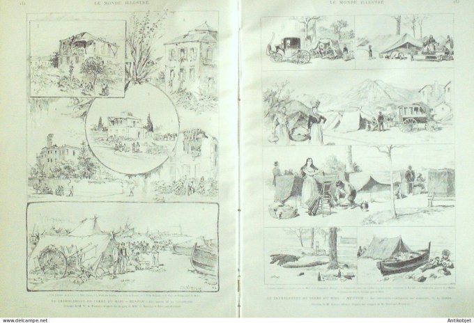 Le Monde illustré 1886 n°1562 Menton (06) Séisme Nice (06) Catastrophe Louis Blanc