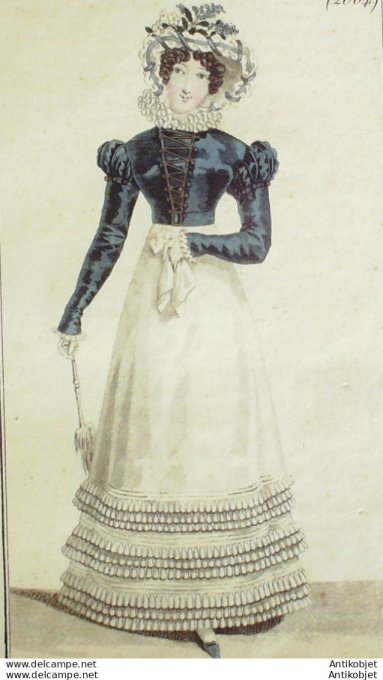Costume Parisien 1822 # 2064 Spencer velours  Robe perkale